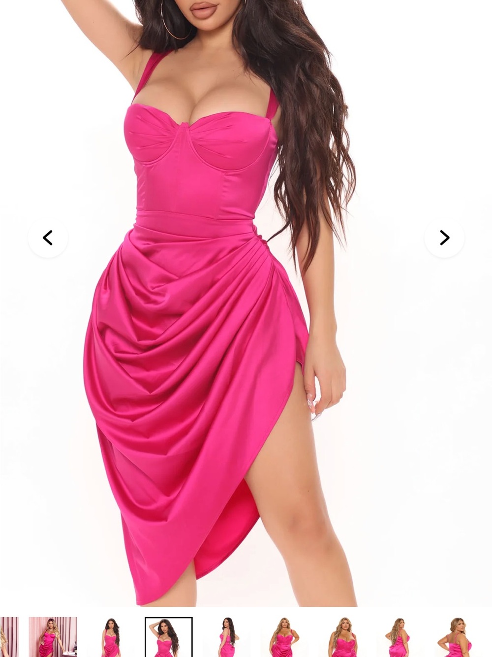 Fashion Nova Fuchsia Draped Bustier High-Low Dress